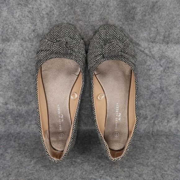 Charles Albert Shoes Womens 6 Ballet Flats Knot Toe Fashion Classic Chevron Gray - Picture 6 of 13